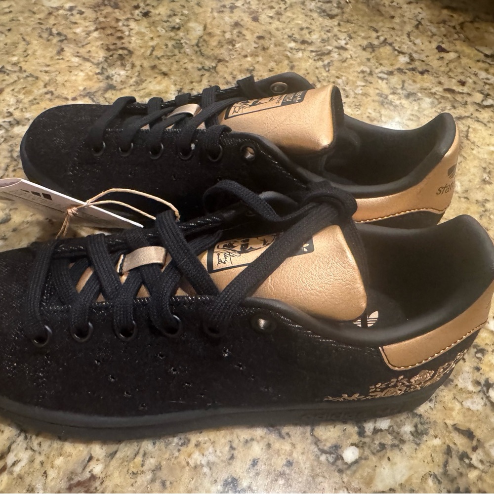Adidas Stan Smith Black with Gold Accents